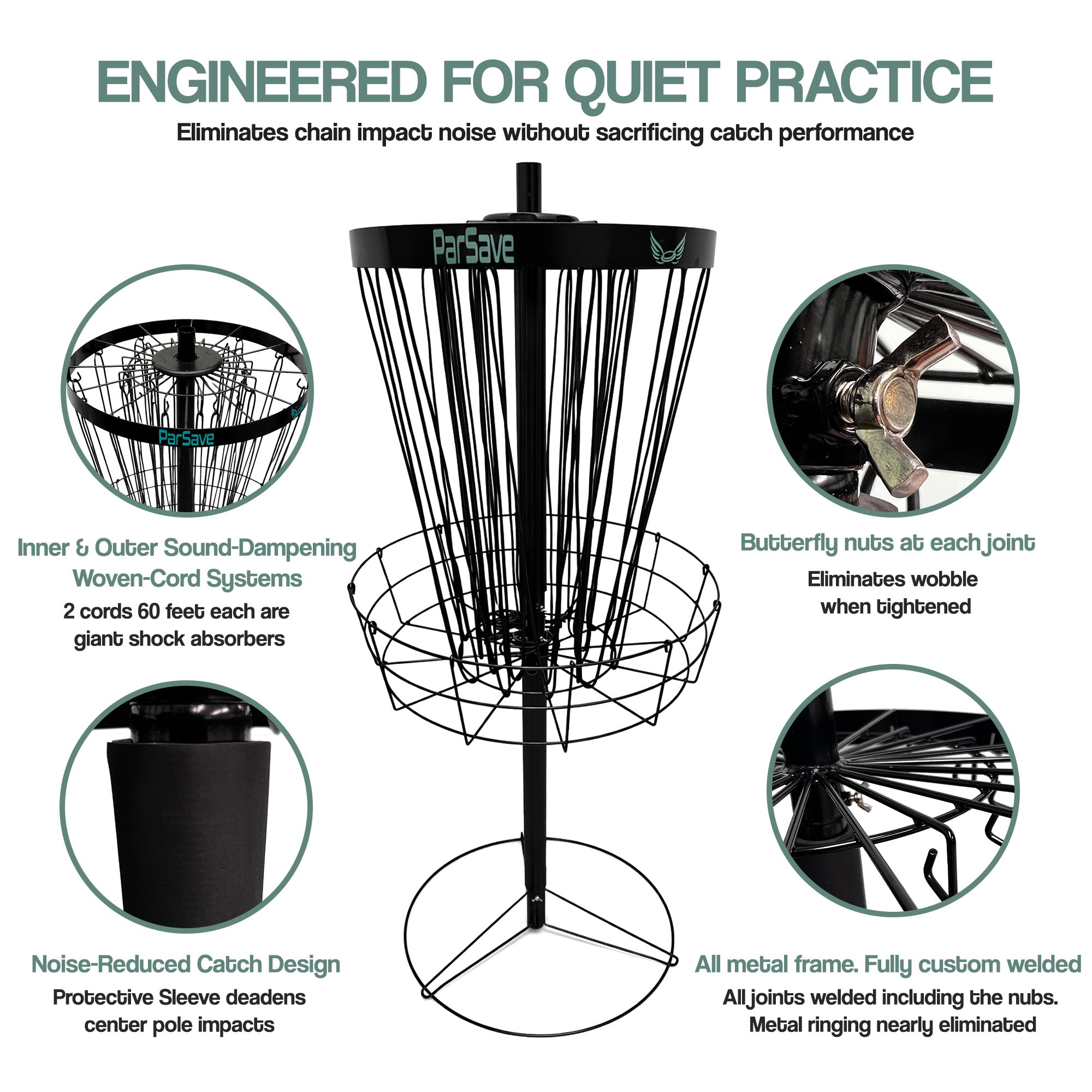 Silent Disc Golf Basket / Quiet Disc Golf Basket – Par Save